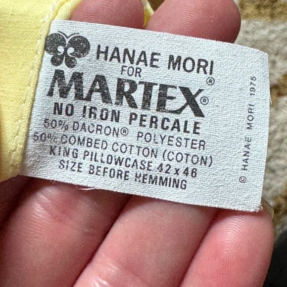 Hanae Mori For Martex King Pillowcases 42"x46" Bamboo Design  Bright Yellow - Picture 5 of 6